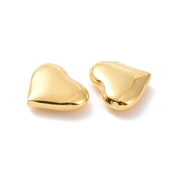 Oro Revestimiento iónico (ip) 304 perlas de acero inoxidable, sin agujero / sin perforar, corazón, dorado, 5x6x2 mm