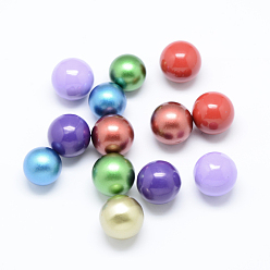 Mixed Color No Hole Spray Painted Brass Round Smooth Chime Ball Beads Fit Cage Pendants, Mixed Color, 12mm
