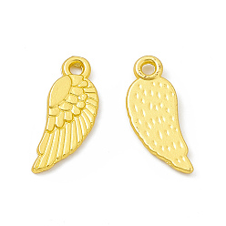 Matte Gold Color Rack Plating Alloy Pendants, Cadmium Free & Lead Free & Nickle Free, Wing Charms, Matte Gold Color, 16.5x6.5x1.5mm, Hole: 1.4mm