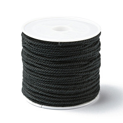 Negro Hilo trenzado de algodon, con carrete, rondo, negro, 1.2 mm, aproximadamente 21.87 yardas (20 m) / rollo