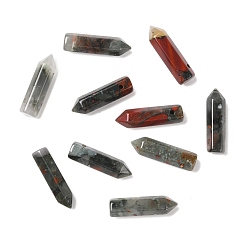 Bloodstone Natural African Bloodstone Pointed Pendants, Faceted, Bullet, 30~33x8~9mm, Hole: 1.4~1.6mm