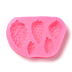 Hot Pink DIY Christmas Pine Cone Food Grade Silicone Molds, for DIY Cake Decoration, UV Resin & Epoxy Resin Jewelry Making, Hot Pink, 68x101x14mm, Inner Diameter: 24~50x15~32mm