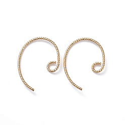 Real 18K Gold Plated Brass Earring Findings, with Horizontal Loop, Long-Lasting Plated, Real 18K Gold Plated, 19x14mm, 18 Gauge, Pin: 1mm