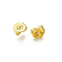 Oro Revestimiento iónico (ip) 304 tuercas de oreja de acero inoxidable, espaldas de aretes de mariposa para aretes de poste, dorado, 5x4.5x3 mm, agujero: 0.8 mm