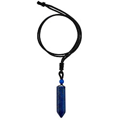 Lapis Lazuli Natural Lapis Lazuli Bullet Pendant Necklace, Gemstone Jewelry for Women Men, 26.77 inch(68cm)