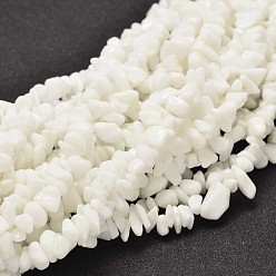 White Chip Opaque Glass Beads Strands, White, 5~14x5~10mm, Hole: 1mm, about 33.85 inch