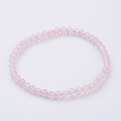 Quartz Rose Naturelle quartz rose perlé bracelets extensibles, avec du fil de fibre élastique, 2-1/4 pouces (55 mm)