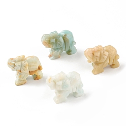 Amazonite Elephant Natural Amazonite Figurine Display Decoration, for Home Office Tabletop, 36~41x29~32x19~21mm