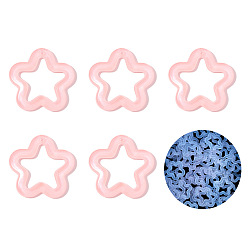 Pink Colgantes acrílicos luminosos, estrella, rosa, 30x30 mm, agujero: 2 mm, 10 unidades / bolsa