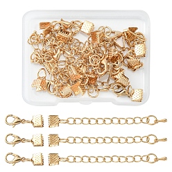 Light Gold 10 Sets Iron Chain Extender, with Ribbon Ends & Alloy Lobster Claw Clasps and Teardrop Charms, Light Gold, 55mm