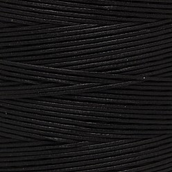Black Waxed Polyester Cord, Black, 1x0.5mm, about 743.66 Yards(680m)/Roll