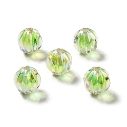 Vert Perles acryliques irisées arc-en-ciel à placage uv bicolore, citrouille, verte, 15.5x14.5~15mm, Trou: 2.7~2.8mm