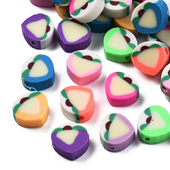 Mixed Color Handmade Polymer Clay Beads, Peach, Mixed Color, 9~9.5x9.5~10x4.5mm, Hole: 1.2~1.8mm