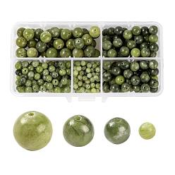 Taiwán Jade 340 piezas 4 tamaños cuentas de piedras preciosas naturales, taiwán jade, poder curativo de piedra de energía natural para la fabricación de joyas, rondo, verde oliva, 4 mm / 6 mm / 8 mm / 10 mm, agujero: 0.8~1.5 mm