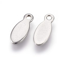 Stainless Steel Color 304 Stainless Steel Charms, Stamping Blank Tag, Oval, Stainless Steel Color, 10x4x0.6mm, Hole: 1.2mm