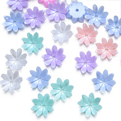Mixed Color Resin Imitation Pearl Bead Caps, Multi-Petal, Flower, Mixed Color, 10x10x3mm, Hole: 1mm