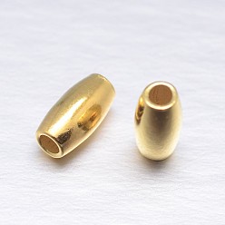 Real 18K Gold Plated Real 18K Gold Plated Oval Sterling Silver Beads, Golden, 6x3mm, Hole: 1.5mm, about 186pcs/20g