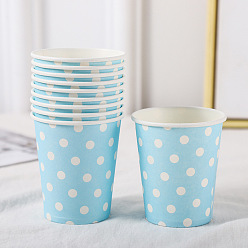 Light Blue Polka Dot Pattern Disposable Party Paper Cups, for Birthday Party Supplies, Light Blue, 75x85mm