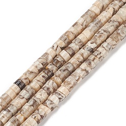 Feldespato Hilos de cuentas de feldespato natural, perlas heishi, Disco redondo plano, 4x2.50 mm, agujero: 0.70 mm