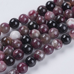 Tourmaline Natural Tourmaline Beads Strands, Round, 6mm, Hole: 1mm, about 63pcs/strand, 15.75"