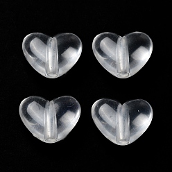 Blanc Perles acryliques transparentes, cœur, blanc, 11x14x6mm, Trou: 2mm, environ833 pcs / 500 g