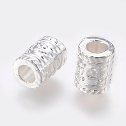 Серебро Сплавочные овальные бусины тибетского стиля , без свинца и без кадмия, колонка, серебряные, 9x7 мм, отверстие : 3.5 мм