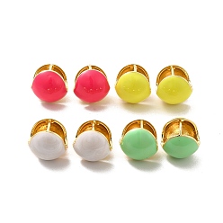 Mixed Color Enamel Round Hoop Earrings, Golden Brass Jewelry for Women, Mixed Color, 14mm, Pin: 1mm