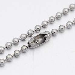 Stainless Steel Color 304 Stainless Steel Ball Chain Necklaces, Stainless Steel Color, 17.7 inch(45cm)