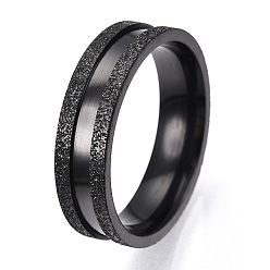 Electrophoresis Black 201 Stainless Steel Grooved Finger Ring for Men Women, Electrophoresis Black, Inner Diameter: 19mm, Wide: 6mm