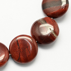 Jaspe Rouge Rouge naturel perles de jaspe brins, plat rond, rouge foncé, 16x5mm, Trou: 1mm, Environ 25 pcs/chapelet, 16.5 pouce
