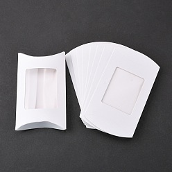 Blanco Cajas de almohadas de papel kraft, caja de embalaje de dulces de regalo, blanco, caja: 12.5x8x2 cm