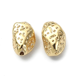 Real 18K Gold Plated Rack Plating Brass Spacer Beads, Textured Nuggets, Real 18K Gold Plated, 9x6x4.5mm, Hole: 1mm