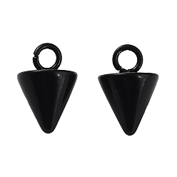 Negro 304 encantos de acero inoxidable, encanto de cono, negro, 9x6 mm, agujero: 1.8 mm
