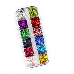 Heart Nail Art Glitter Sequins, Manicure Decorations, for Slime Jewelry Making, Heart Pattern, Box: 128x52mm