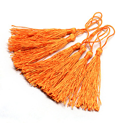 Dark Orange Polyester Tassel Decorations, Pendant Decorations, Dark Orange, 130x6mm, Tassel: 70~90mm