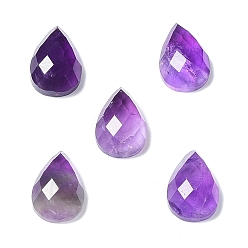 Amethyst Natural Amethyst Cabochons, Faceted Teardrop, 12.5~13x8.5~9x4.5~5mm