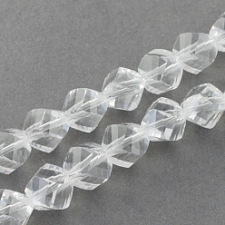Clear Glass Bead Strands, Faceted, Twist, Clear, 6x6x6mm, Hole: 1mm