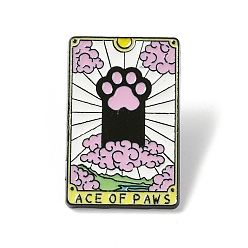 Rose Nacré Carte de tarot as de pattes avec épingles en émail pour chat, badge en alliage noir pour femme, perle rose, 29x18.5x1.5mm
