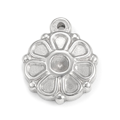 Stainless Steel Color 304 Stainless Steel Pendant Rhinestone Settings, Flower, Stainless Steel Color, Fit for 3mm Rhinestone, 19.5x16x3mm, Hole: 1.2mm