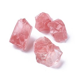 Quartz Cerise Cerise quartz perles de verre, nuggets, pas de trous / non percés, 24.5~47x16~41x10~26.5 mm, sur 100 g / sac