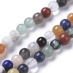 Mixed Stone Natural Mixed Gemstone Beads Strands, Round, 4mm, Hole: 0.5mm, about 91pcs/strand, 15.35 inch(39cm)