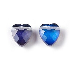 Coloré Perles de verre à facettes, changement de couleur des perles d'humeur, cœur, colorées, 10.8x10x5.7mm, Trou: 1.2mm