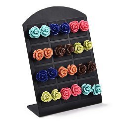 Mixed Color Synthetical Coral Flower Ear Studs, Mixed Color, 10x10mm, Pin: 0.8mm, 12pairs/card