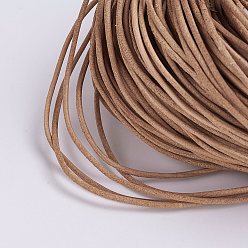 Peru Cowhide Leather Cord, Leather Jewelry Cord, Peru, Size: about 2mm in diameter, about 109.36 yards(100m)/bundle