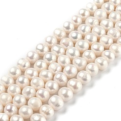 Bisque Natural Cultured Freshwater Pearl Beads Strands, Potato, Bisque, 8~10.5mm, Hole: 0.7mm, about 43pcs/strand, 14.06 inch(35.7cm)