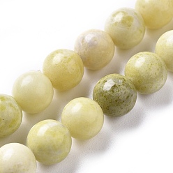 Olive Jade Natural Olive Jade Beads Strands, Round, 8mm, Hole: 1mm, about 49pcs/strand, 14.9~15.1 inch(38~38.5cm)