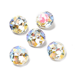 Light Crystal AB Cabujones de diamantes de imitación de vidrio estilo ab claro, puntiagudo espalda y dorso plateado, facetados, plano y redondo, luz cristal ab, 14x6.9 mm