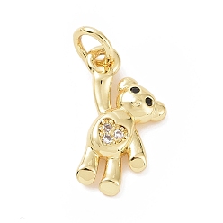 Oro Micro latón allanan encantos de circonio cúbico, con anillo de salto, oso encanto, dorado, 15x12x2.5 mm, agujero: 2.8 mm