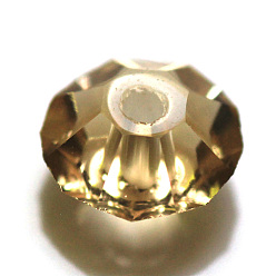 Золотистый Имитация Австрийские кристаллические шарики, класс AAA, граненые, плоско-круглые, золотые, 8x4 мм, отверстие : 0.9~1 мм