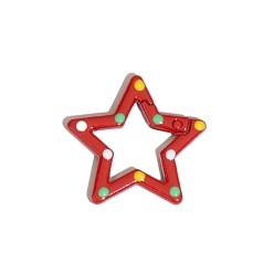 Красный Пружинное кольцо из сплава, окрашенное распылением, полька точка рисунок, звезда, красные, 30x31.5x3.3 мм